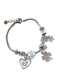 Aurora Hearts & Clover Charm-armbånd i rustfritt stål