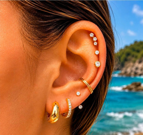 Aurora solitær øredobber- rustfritt stål belagt med 18 k gull - Aurora Jewellery Norge/ Studio MoeAurora solitær øredobber- rustfritt stål belagt med 18 k gull7
