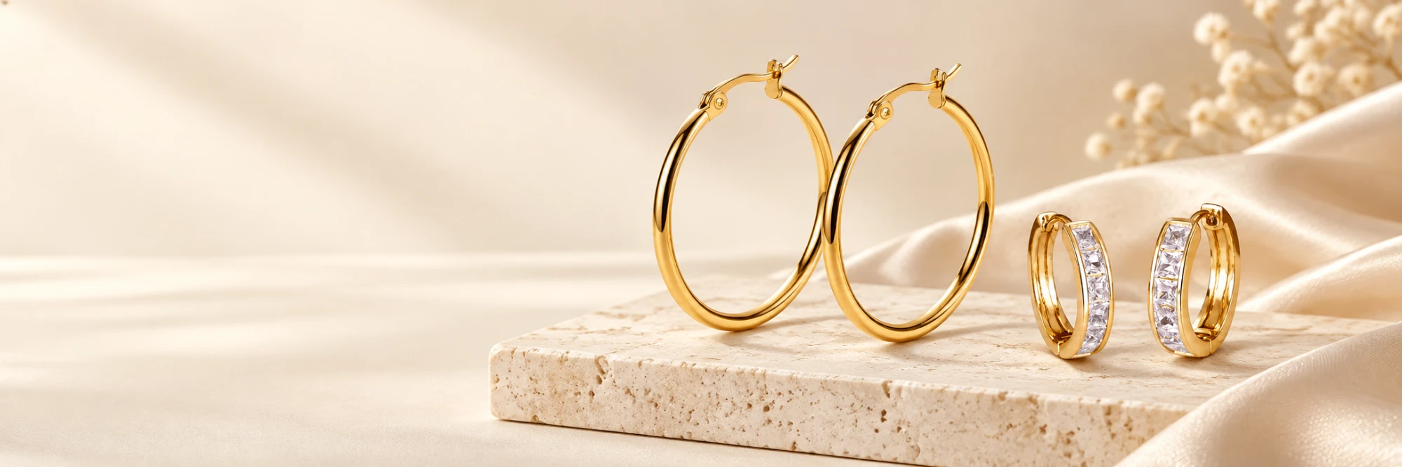 Hoops og huggies i 18K gullbelagt stål